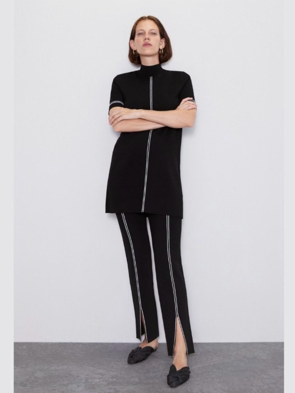 Zara Limited Edition Black Knit Split-Hem Trouser